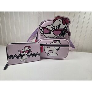 Y2K Snoopy Belle Mini Backpack + Wallet Set | Lavender Pink Peanuts Bag